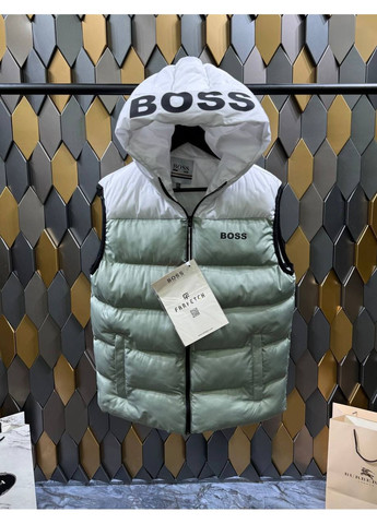 Чоловіча жилетка з капюшоном 4 РІЗНИХ ВИДІВ! В стилі Hugo Boss чорна, зелене, голуба No Brand (366352318)