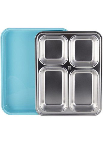 Ланч-бокс Snack 1800мл на 4 секції, пластик і нержавіюча сталь, блакитний Kamille (330018459)