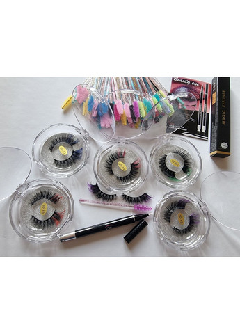 Набір Оригінал Кольорові базаторазові вії 1 пара Лисички + Маркер для надягання Magnetic Lashes (366668576)