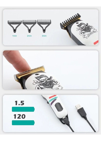 Акумуляторна машинка для стрижки волосся VGR V-971 з дисплеєм (4 насадки) No Brand (332637339)