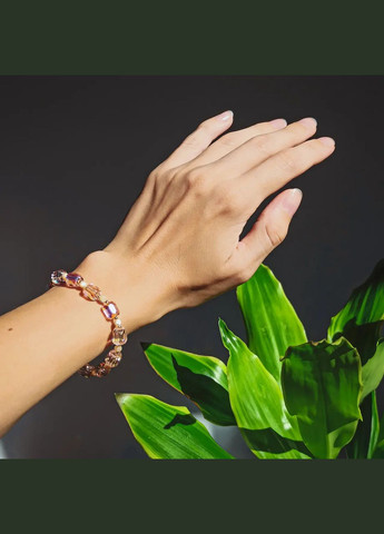 Браслет Чешский Хрусталь Люкс розовый перелив + Перламутр, фур-ра гип-ный сплав цвет золото d-7мм L-17-17,5см No Brand Браслет (302526511)