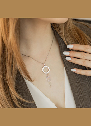Кольє срібне об'ємне Коло з тоненькими ланцюжками вісюльками No Brand (333705221)