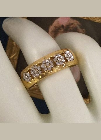 Женское кольцо с камнями в форме цветов, цвет золото, размер. No Brand (311222635)