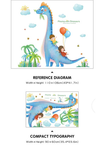 Виниловые наклейки на стену Динозавр и дети (лист 60 х 90 см) Б249-14 BRUP (302319121)