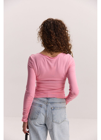 Жіночий лонгслів розовий з драпіруванням Arjen (353306018)