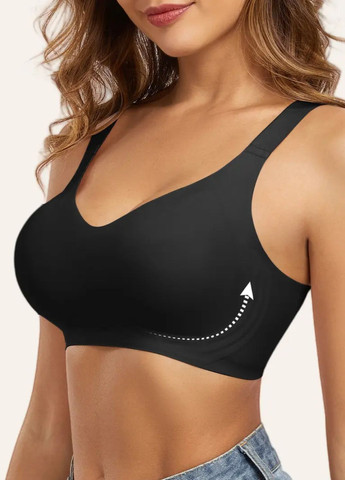 Чёрный топ бесшовный женский бюстгальтер топ на широких бретелях perfect inspiration (1958-85-01) Finetoo без косточек нейлон