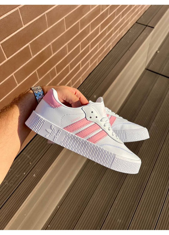 Розовые демисезонные кроссовки мужские adidas samba white pink адидас самба No Brand