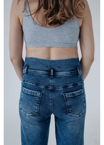 Джинсы boyfriend для беременных с высоким трикотажным животиком синие Мамин Дім - (354424827)