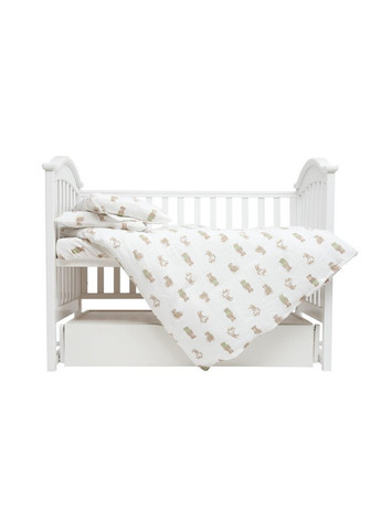 Комплект постільної білизни Muslin Print Bear, 4 предмети, білий з бежевим () Twins 3031-TMP-202B (362080894)
