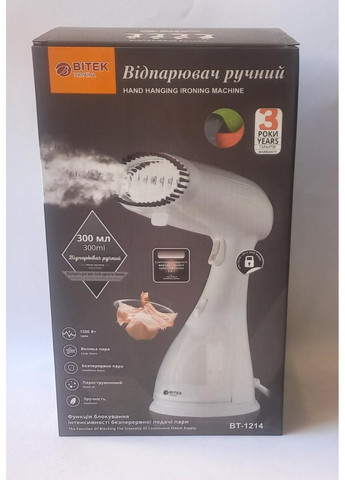 Ручний відпарювач ВІТЕК ВТ-1214 1500 Вт парова праска для прасування та дезінфекції парою речей No Brand (300079579)