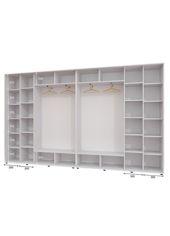Шкаф-купе четырехдверный 400*45*220 см Белый 4 двери ДСП + Зеркало + Зеркало + ДСП ШК-02 Алекса (360479240)