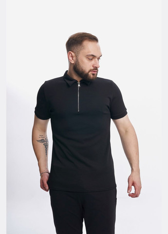 Черная футболка-поло мужское на молнии черное для мужчин Intruder
