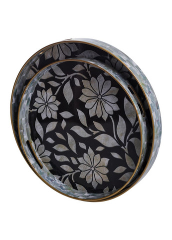 Набор круглых подносов для подачи еды 2(шт) Ø32.5/37(см) красивые декоративные подносы для кухни HP-HK-15 Yiwu (370969201)