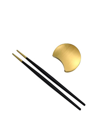 Комплект золотої підставки та паличок для суші золото із чорною ручкою для дому ресторанів, кафе. REMY-DECOR (293152638)