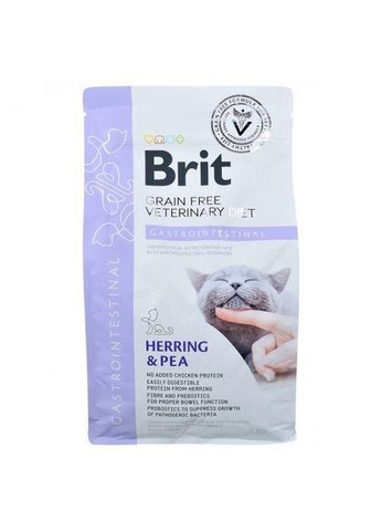 Сухой корм GF VetDiet Cat Gastrointestinal для кошек, при нарушениях пищеварения, с сельдью, лососем, яйцом и горохом, 2 кг Brit (323153311)