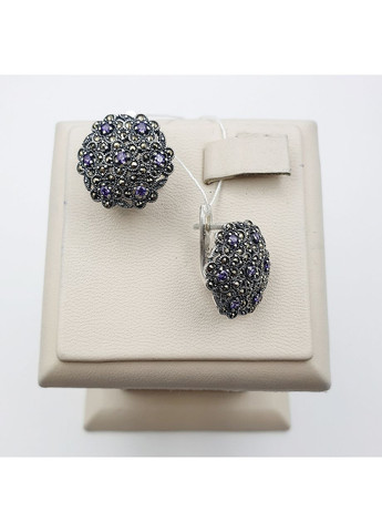 Сережки срібні з аметист альпінітом 3,15 г No Brand (369737108)