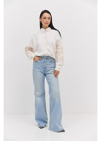 Молочная рубашка женская молочная вышиванка с золотыми узорами mkar69223-4 Arjen (369474261)