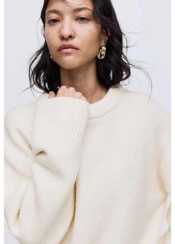 Молочный зимний вязаный женский свитер оверсайз н&м (58695) xs молочный H&M