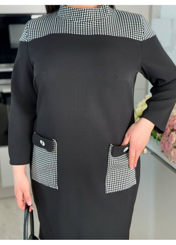 Черное кэжуал женское платье No Brand в клетку