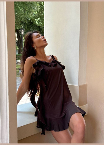 Коричнева повсякденний сукня DK/DL Мода без кордонів однотонна