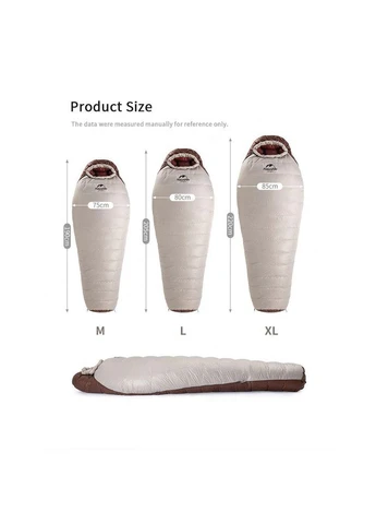 Спальний мішок з натуральним пухом Naturehike Snowbird NH20YD001 (розмір L) 980 г Коричневий No Brand (402820698)