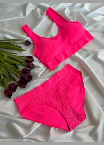 Рожевий демісезонний базовий жіночий комплект білизни No Brand