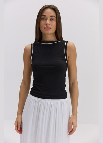 Майка женская чёрная с белой окантовкой супрем MKAR69291-3 Modna KAZKA — 336932113