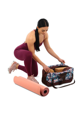 Сумка для йоги Yoga bag KINDFOLK (размер 19х50х33см, полиэстер, хлопок, розово-голубой) (FI-8366-2) SP-Sport (361436573)