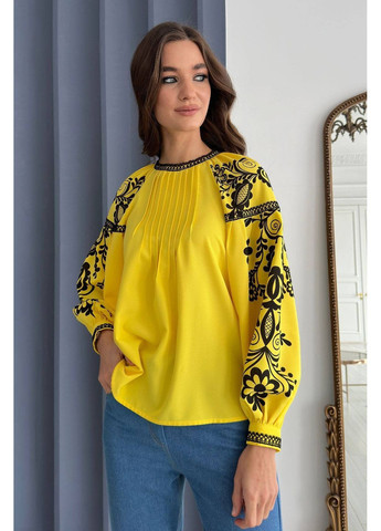 Жёлтая блуза с вышитыми рукавами, цвет жёлтый Nenka