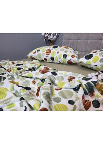 Постільна білизна з резинкою Карамелька оливк., ранфорс гофра (жатка) Полуторний розмір, наволочки 70/70 No Brand (364220834)