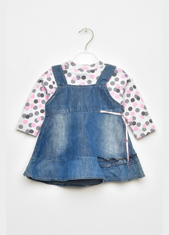 Летний сарафан+лонгслив детские для девочки синего цвета Let's Shop с рисунком