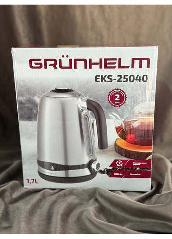 Электрочайник EKS-25040 Дисковый чайник 1.7л 2200Вт Регулировка температуры Черный/Серый Grunhelm (357208021)