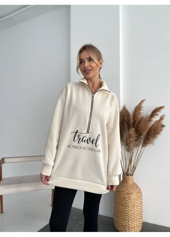 Молочний жіночий трендовий світшот — замір в описі Vione однотонний без декору (368708653)