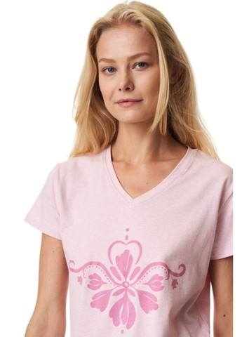 Розовая всесезон женская пижама футболка + капри Key