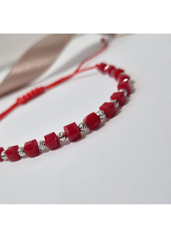 Браслет на руку шелковый с Шариками и Коралом серебро 925 пробы Родированное 6735 3.39г Nobrand (367268833)