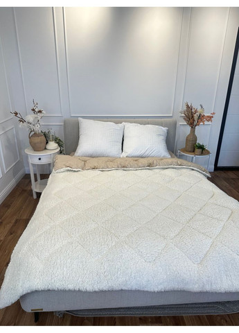 Ковдра полуторна стьобана зимова з верблюжої вовни 21475 150х210 см бежева Leri Max (365680324)