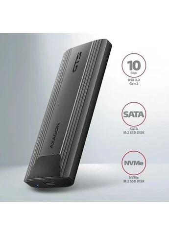 Карман внешний GTS, Grey, M.2, Type-C 3.2 Gen 2, 1xM.2 NVMe / SATA, формат 2230/2242/2260/2280, алюминиевый корпус (EEM2-GTS2) Axagon (395343779)