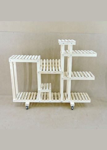 Подставка для цветов из дерева Пикардия на колёсиках бланже (ЦВТ-102601) No Brand (328228015)