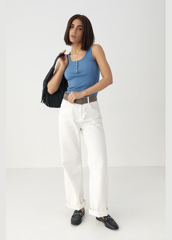 Приталенная майка в рубчик с декоративными швами Lurex — 323644692