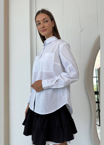 Белая классическая, повседневный, кэжуал рубашка однотонная Nenka