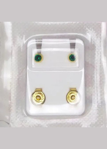 Сережки-гвоздики пусети середні завальцьовані золото, смарагд камінь, 3 мм R205Y STUDEX (301872459)