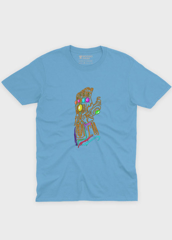 Блакитна демісезонна футболка для хлопчика з принтом супезлодія - танос (ts001-1-lbl-006-019-014-b) Modno