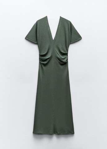 Серо-зеленое повседневный платье Zara в полоску