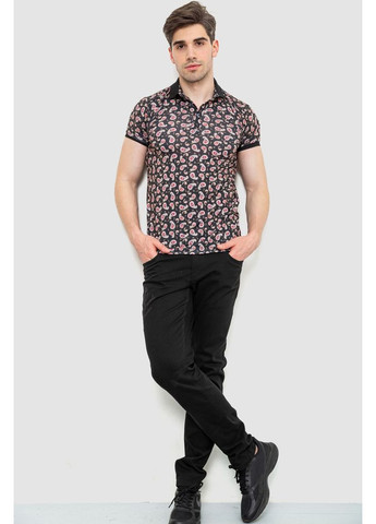 Черная футболка-поло мужское с принтом,, 214r7003-1 для мужчин Ager