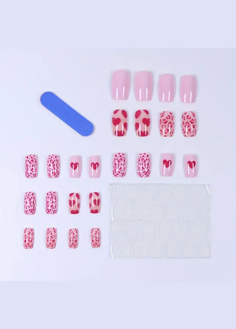 Набір накладних нігтів в комплекті з двостороннім скотчем - Pink Love Nails (304996709)