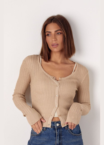 Бежевый демисезонный кардиган No Brand