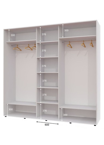 Шафа-купе тридверна 250*60*250 Білий 2 Дзеркала з піскострумним малюнком/Дзеркало ШК-04 Алекса (360453825)