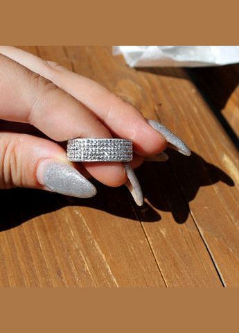 Женское шикарное кольцо из нержавеющей стали с камнями, цвет серебро, размер 18, No Brand (311222611)