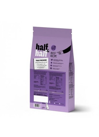 Сухой корм для взрослых собак средних пород, с говядиной, 12 кг Half&Half (364787003)