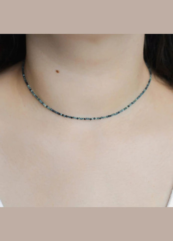 Чокер натуральний камінь Турмалін синій гранована кулька, фур-ра гіп-ний сплав колір срібло d-1,8мм+- L-38-43см No Brand турмалін латунь, натуральний камінь, медичний сплав срібло (331145982)